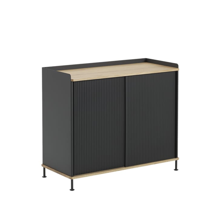 Enfold Tall Side table - Black-oak-metal - Muuto