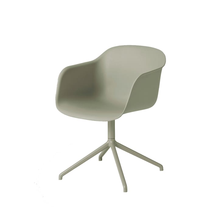 Fiber armchair office chair swivel base with return - Dusty green, green base - Muuto