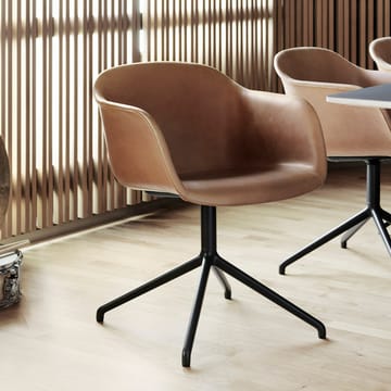 Fiber armchair office chair swivel base with return - Ochre, black stand - Muuto