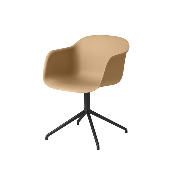 Fiber armchair office chair swivel base with return - Ochre, black stand - Muuto