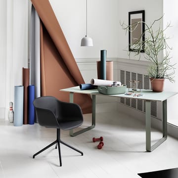 Fiber armchair office chair swivel base with return - White, white base - Muuto