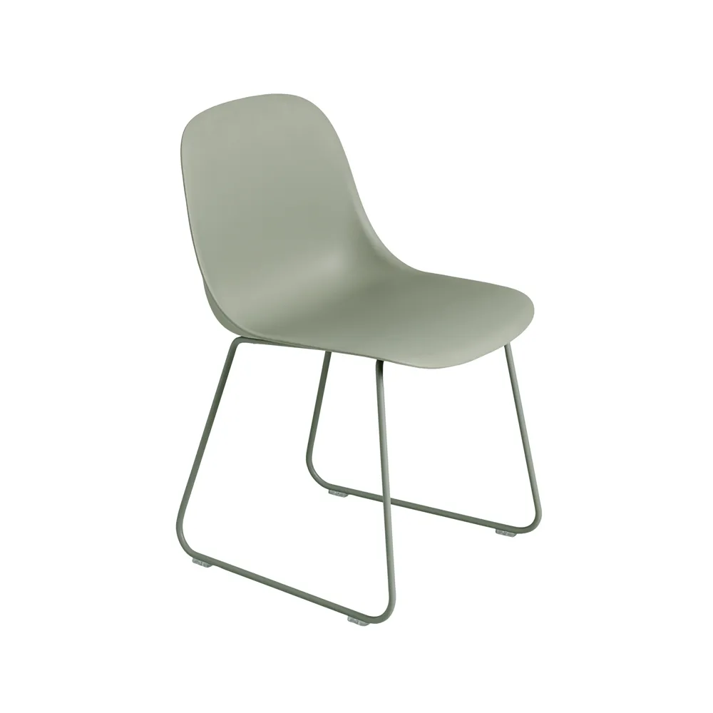Fiber armchair sled base, Dusty green, green sled base Muuto