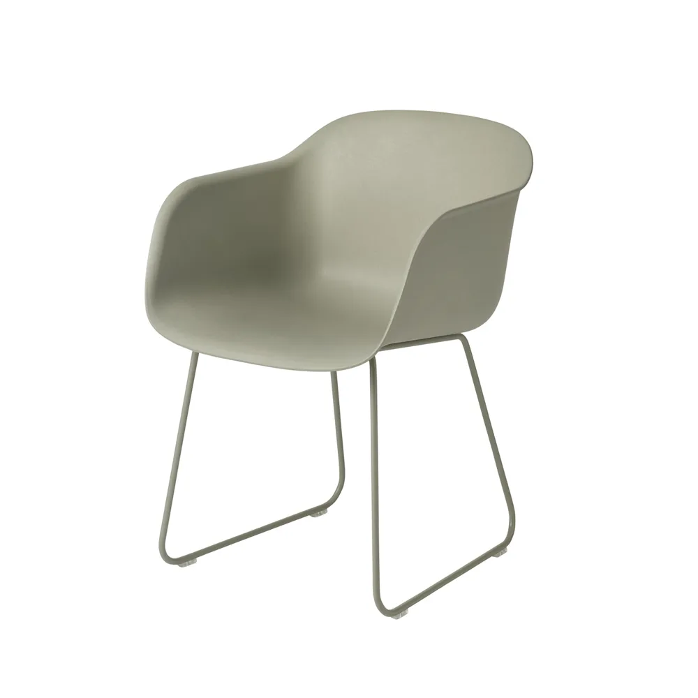 Fiber armchair sled base, Dusty green, green sled base Muuto
