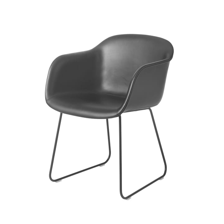 Fiber armchair sled base - Refine leather black-black - Muuto