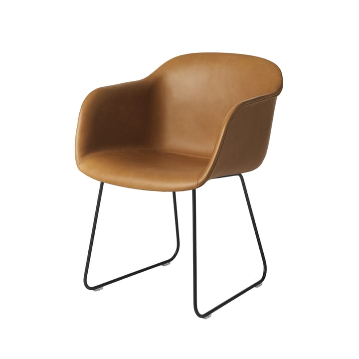 Fiber armchair sled base - Refine leather cognac-black - Muuto