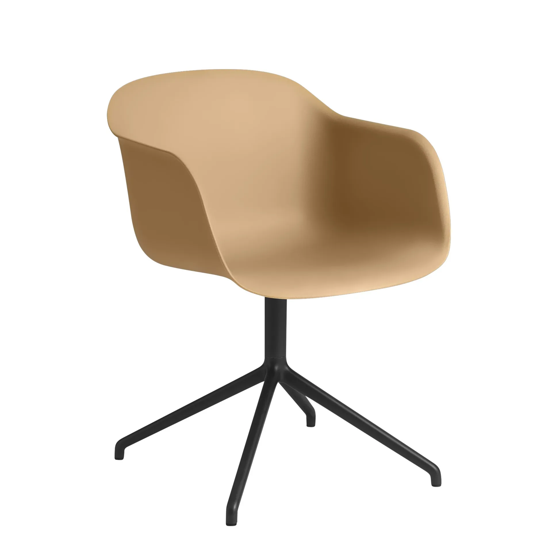Fiber armchair swivel base office chair, Ochre-Black (plastic) Muuto