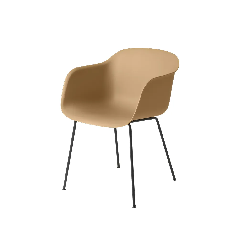 Fiber armchair tube base, Ochre-Anthracite Black Muuto