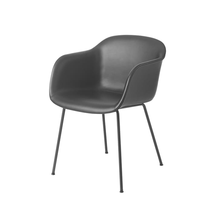 Fiber armchair tube base - Refine leather black-Black - Muuto