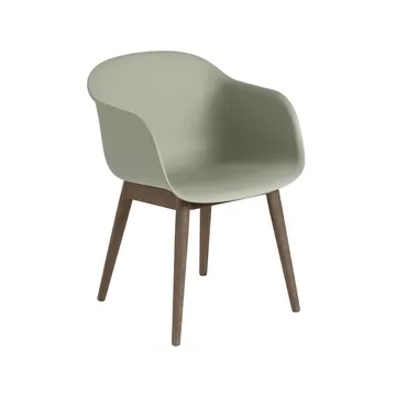 Fiber armchair wooden legs - Dusty green, dark brown stained legs - Muuto