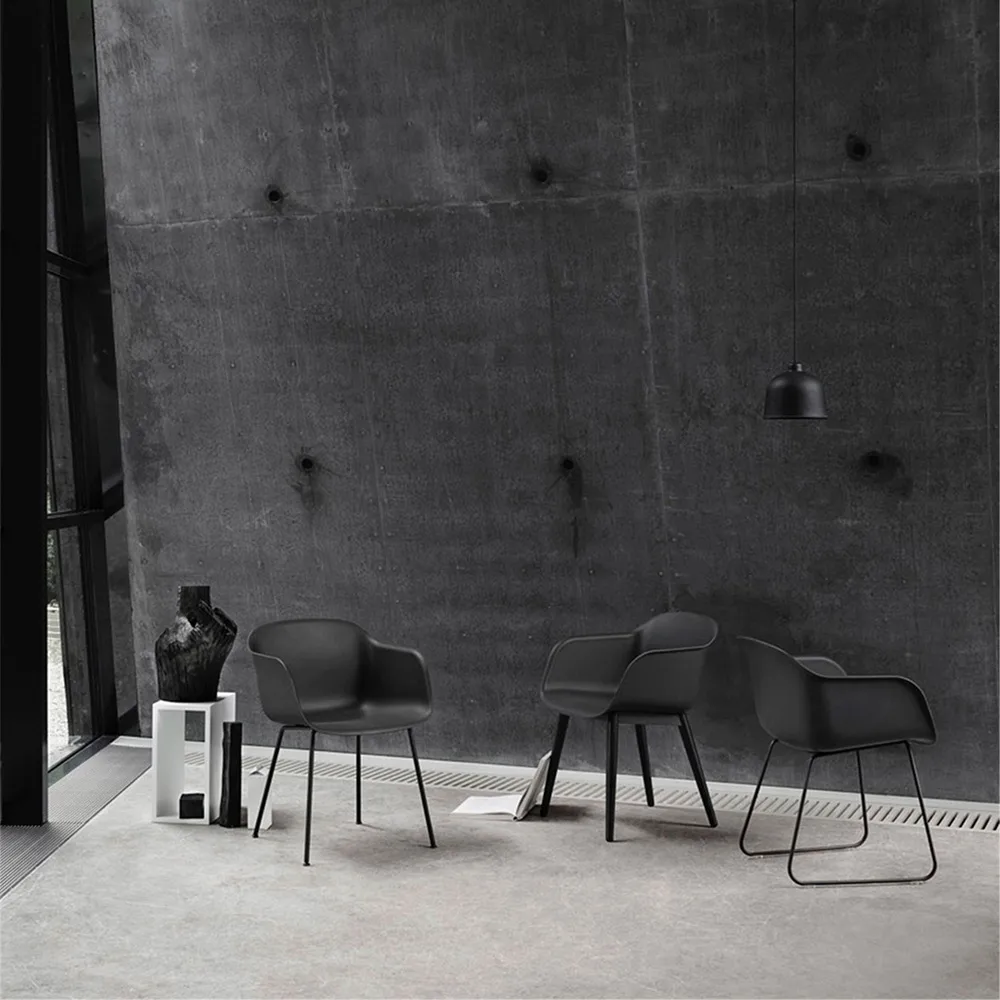 Fiber armchair wooden legs, Dusty green, dark brown stained legs Muuto