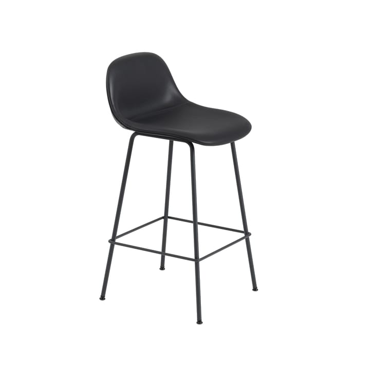 Fiber Barstool metal legs - Refine leather black-Black - Muuto