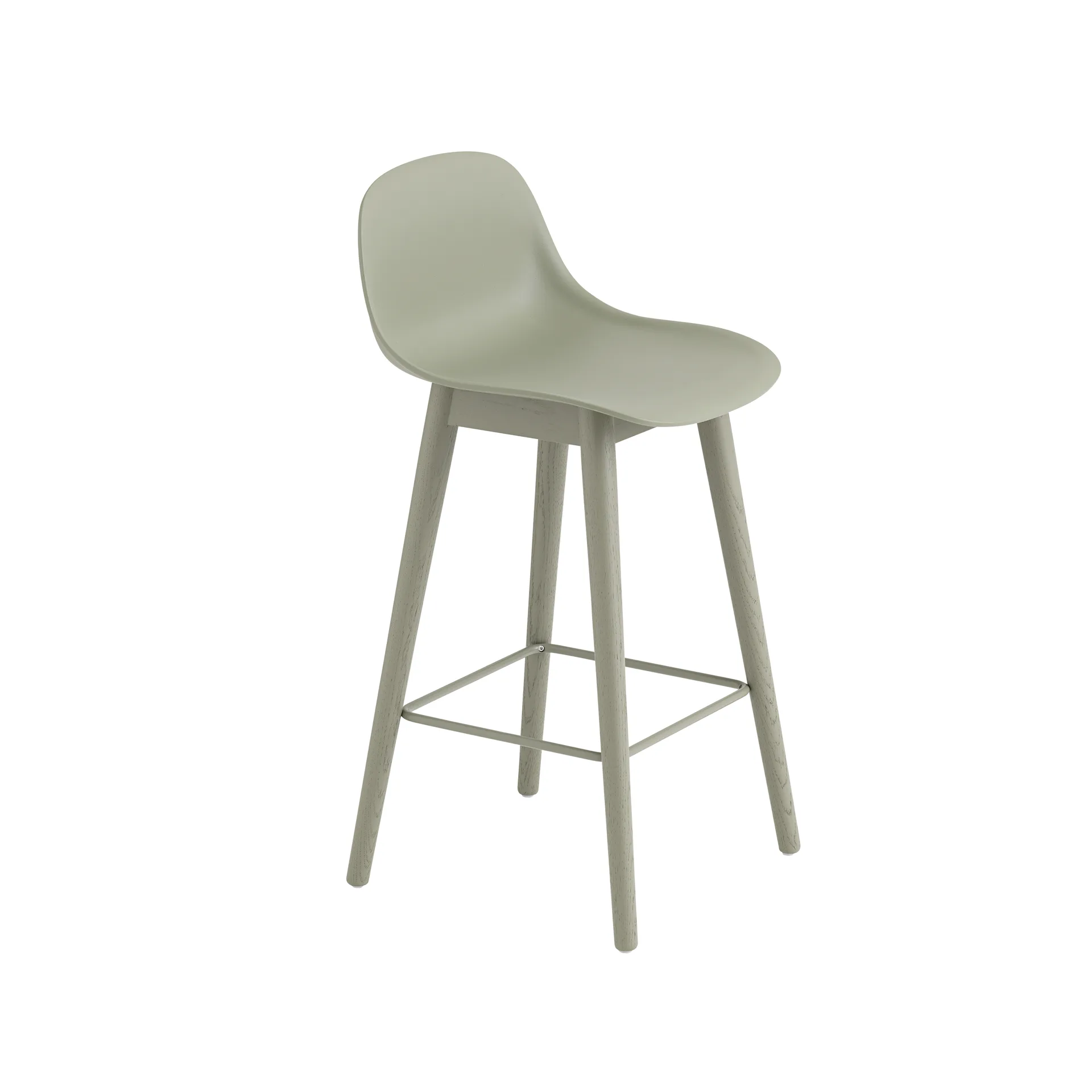 Fiber barstool with backrest 65 cm, Dusty green-green legs Muuto