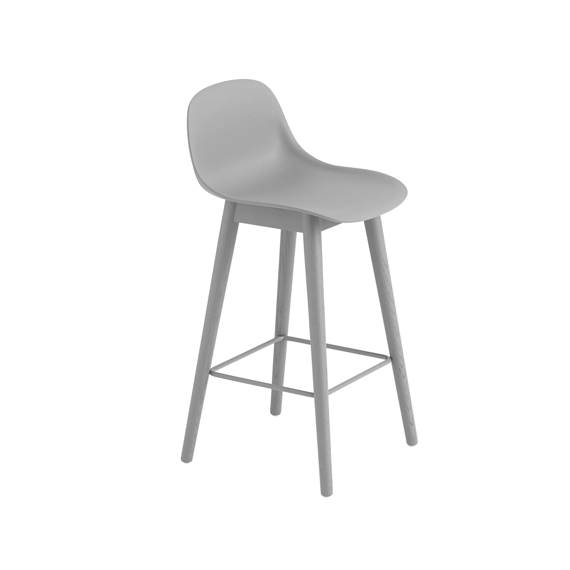 Fiber barstool with backrest 65 cm, Grey-grey legs Muuto