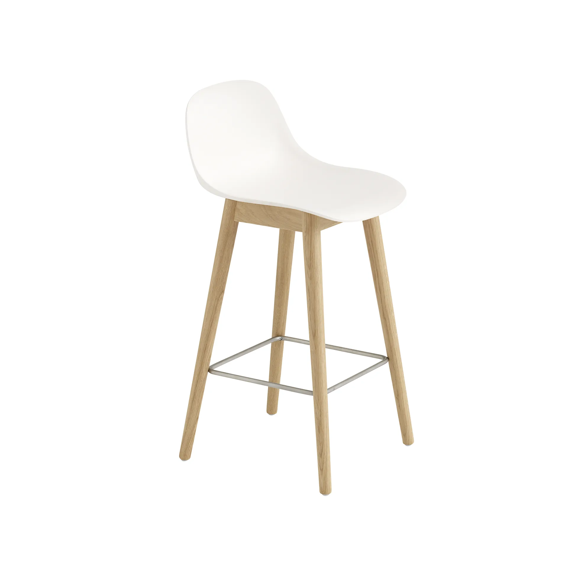 Fiber barstool with backrest 65 cm, Natural white-oak legs Muuto