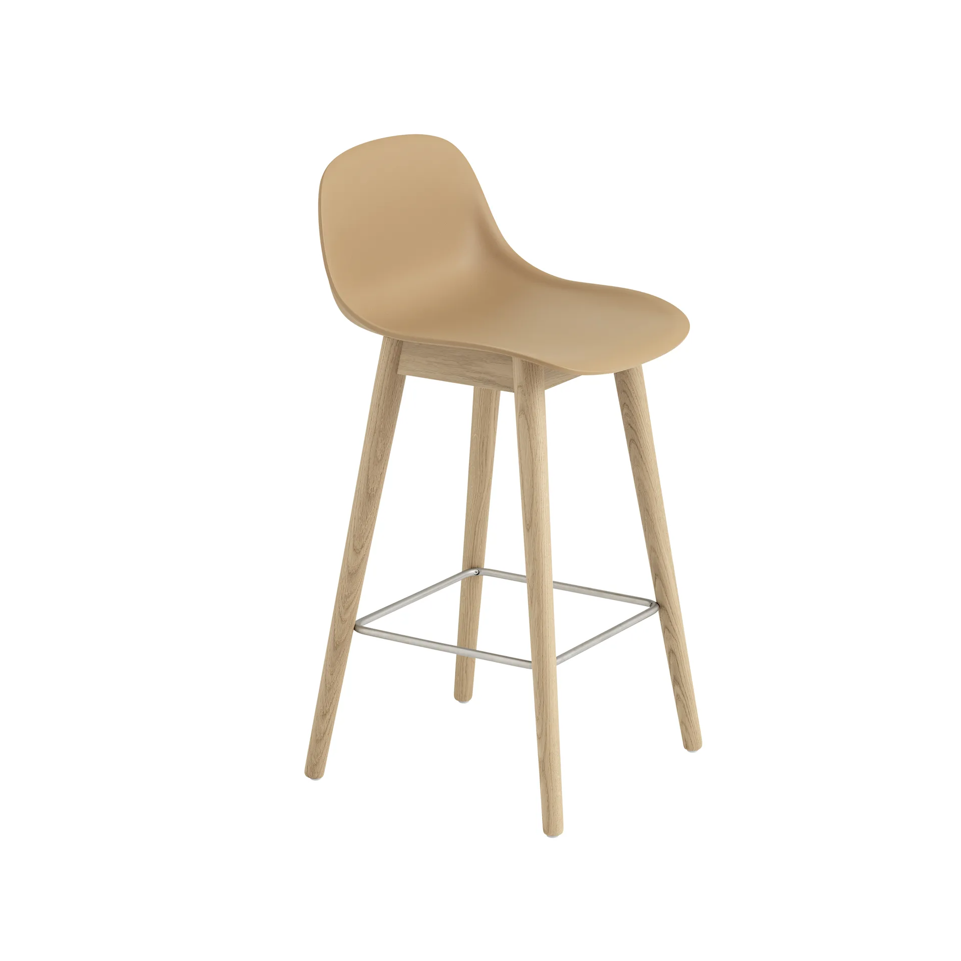 Fiber barstool with backrest 65 cm, Ochre-oak legs Muuto