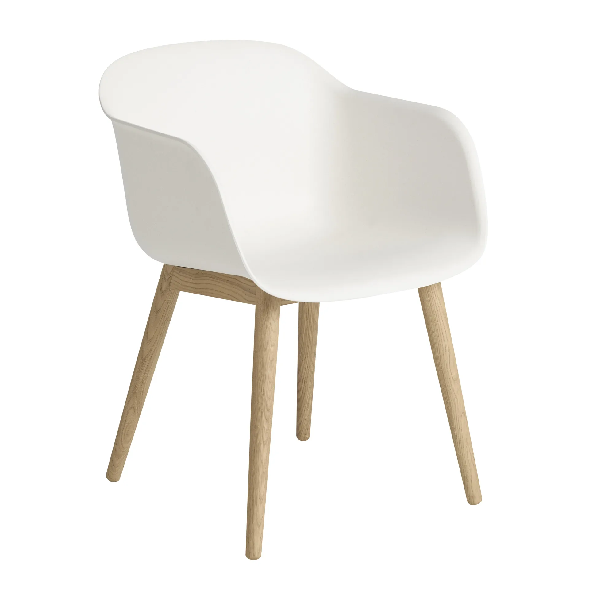 Fiber Chair chair with armrest and wooden legs, Natural white-Oak Muuto