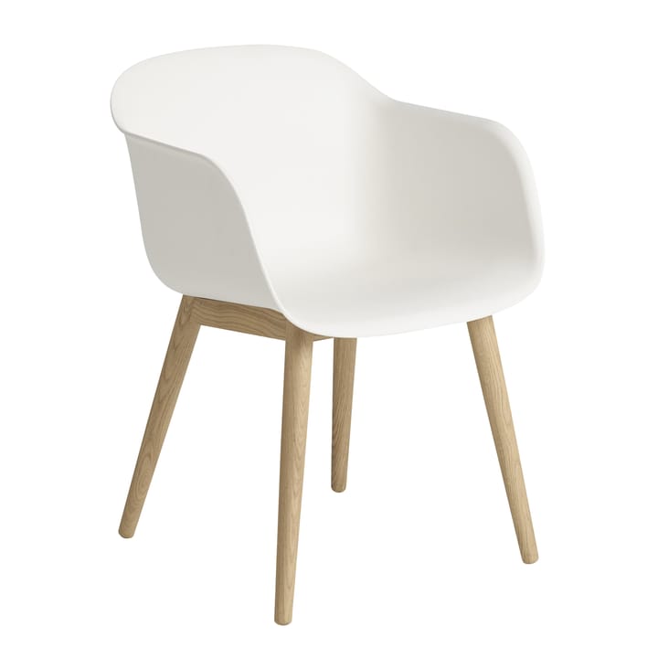 Fiber Chair chair with armrest and wooden legs - Natural white-Oak - Muuto