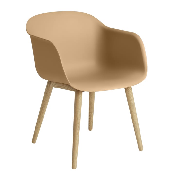 Fiber Chair chair with armrest and wooden legs - Ochre-oak - Muuto