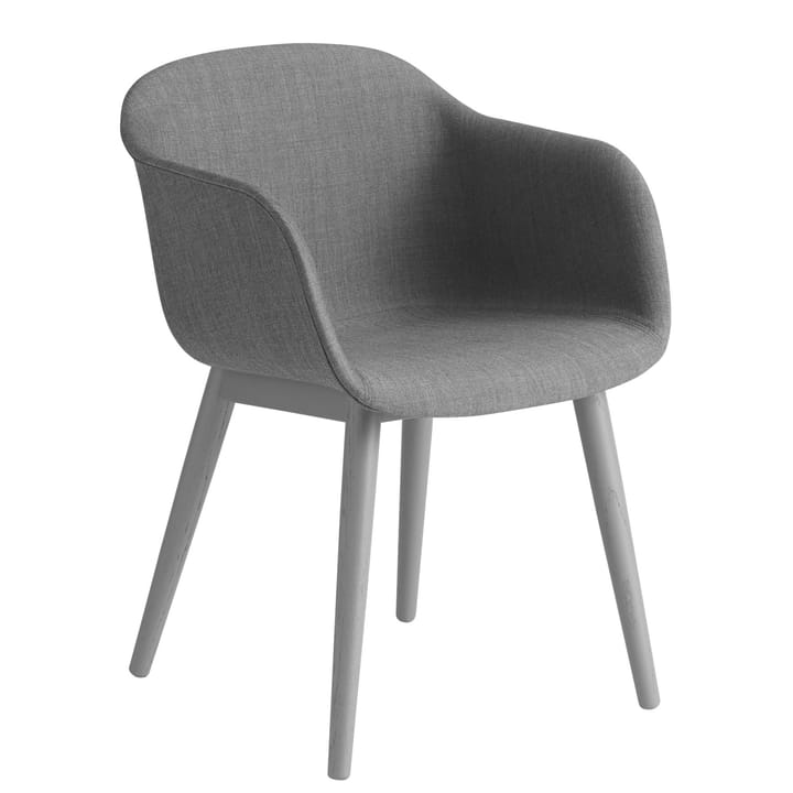 Fiber Chair chair with armrest and wooden legs - Remix 133-grey - Muuto