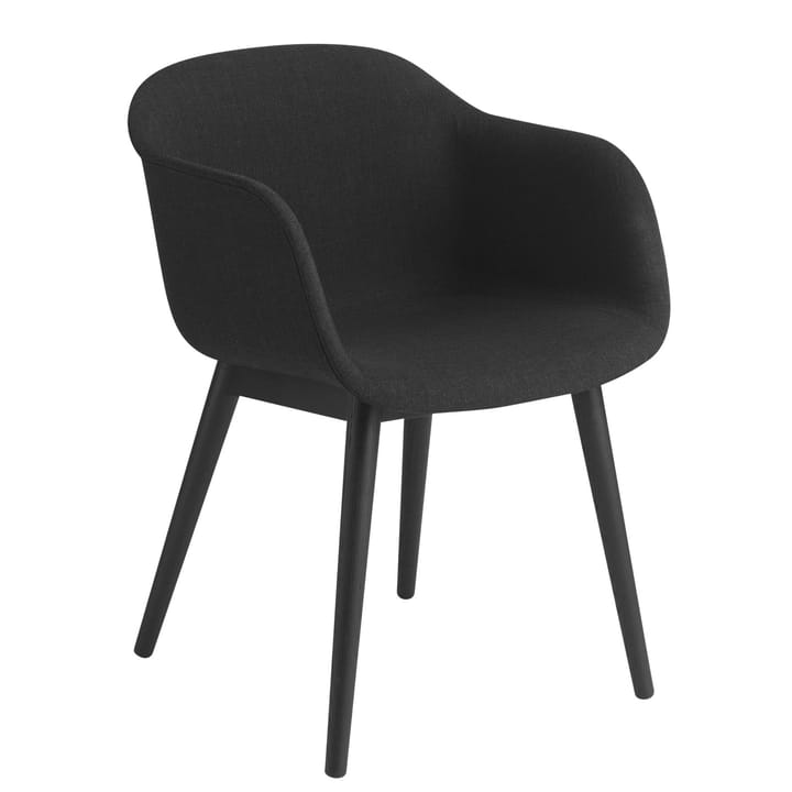 Fiber Chair chair with armrest and wooden legs - Remix 183-black - Muuto