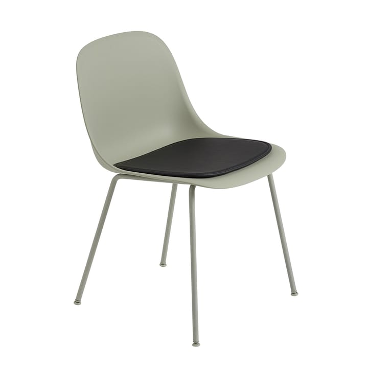 Fiber chair cushion - black leather - Muuto