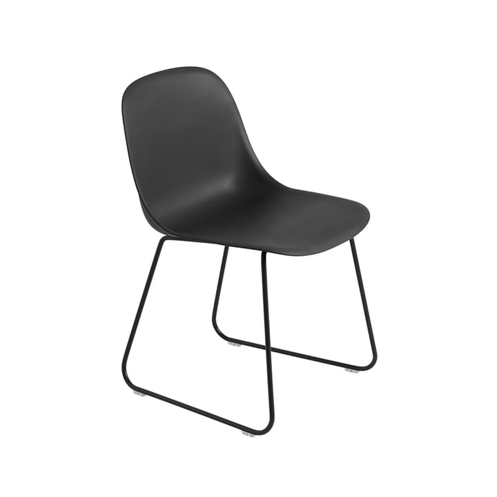 Fiber chair steel sled base plastic seat - Black-anthracite black - Muuto