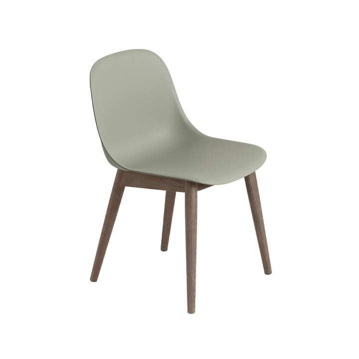 Fiber chair with wooden legs - Dusty green, dark brown stained legs - Muuto