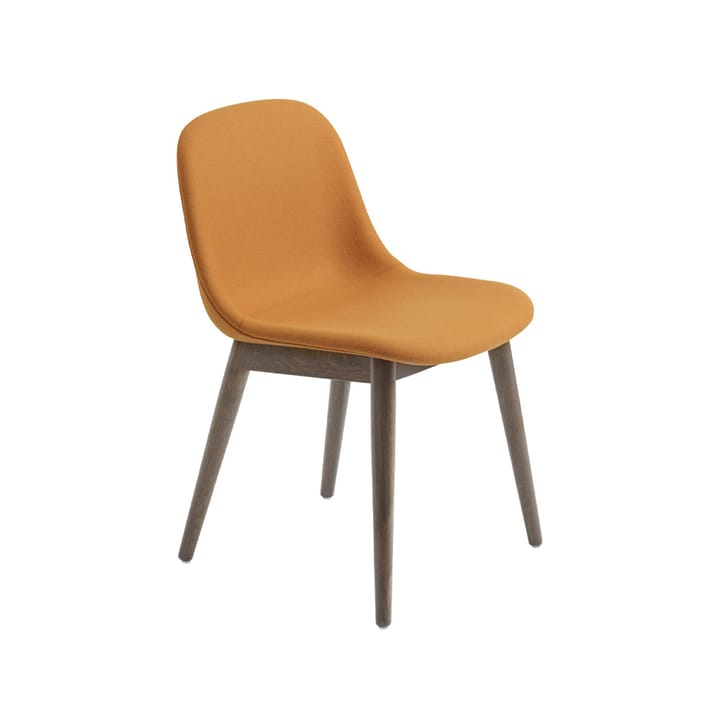 Fiber chair with wooden legs - Fabric hero 451 orange, brown stained oak legs - Muuto
