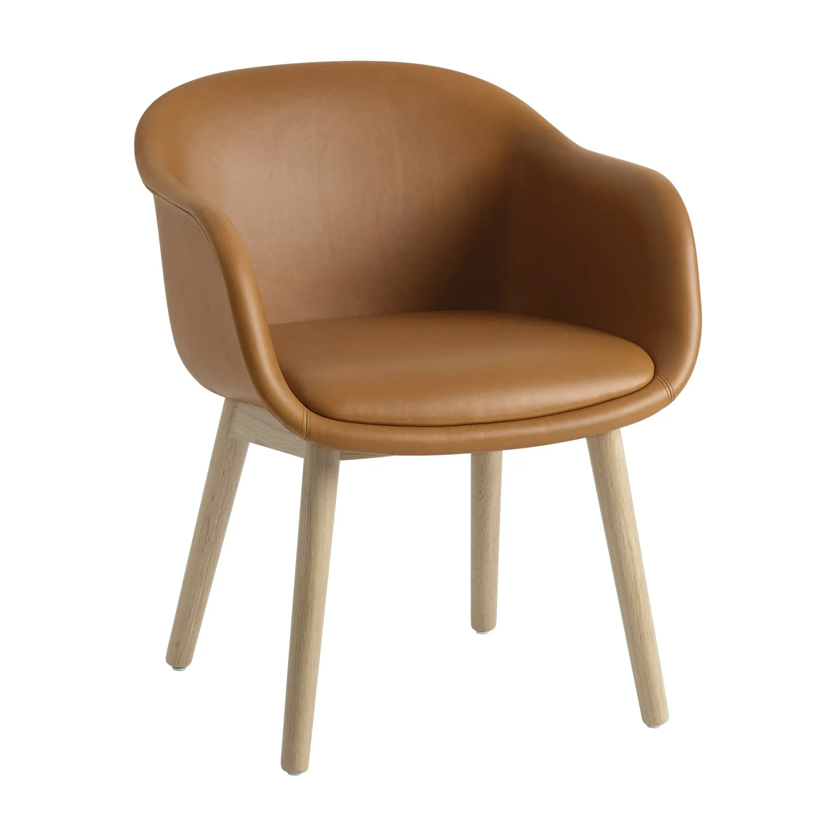 Fiber Conference Armchair with wooden legs, Refine leather cognac-oak Muuto