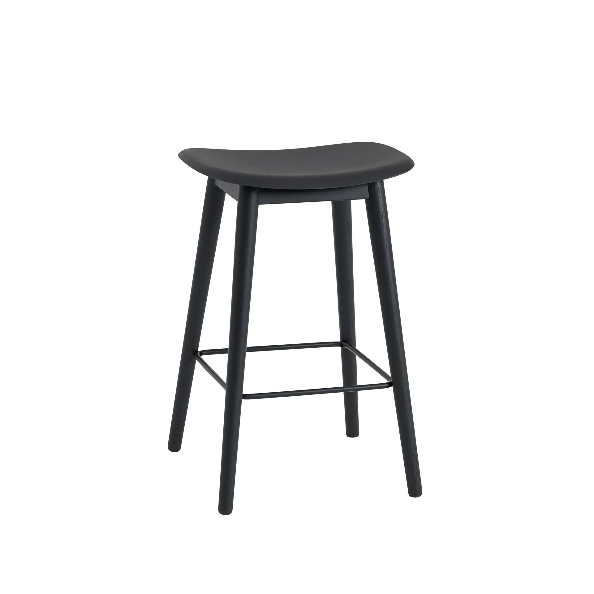 Fiber counter stool 65 cm, Black, black legs Muuto