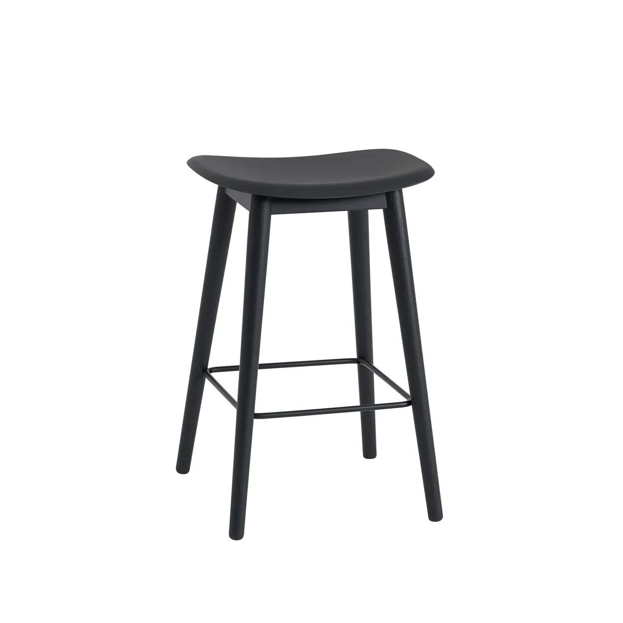 Muuto Fiber counter stool 65 cm Black, black legs | Scandinavian Design | Bar stools | Black