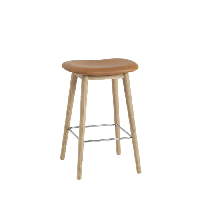 Fiber counter stool 65 cm - Leather cognac, oak legs - Muuto