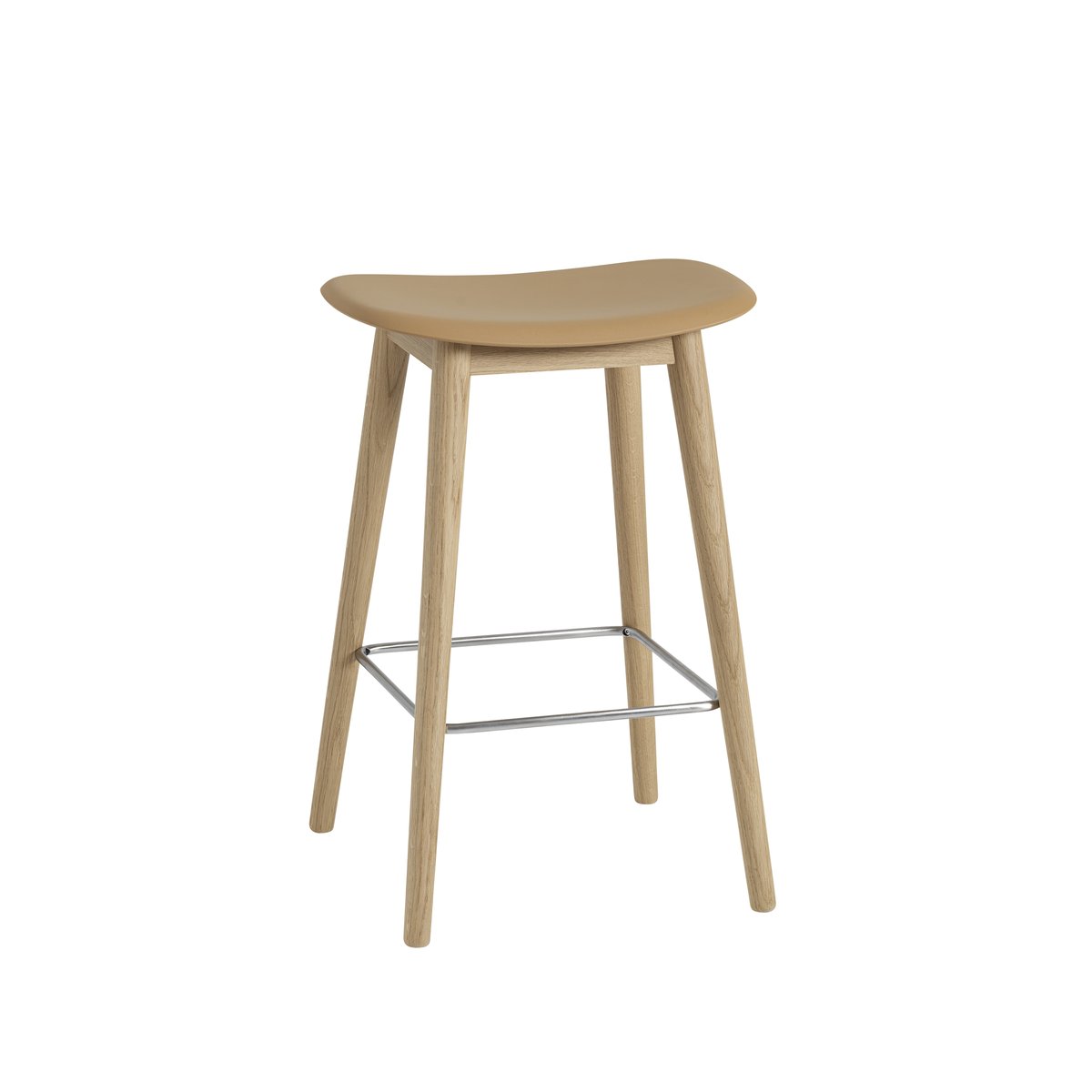 Muuto Fiber counter stool 65 cm Ochre, oak legs | Scandinavian Design | Bar stools | Yellow