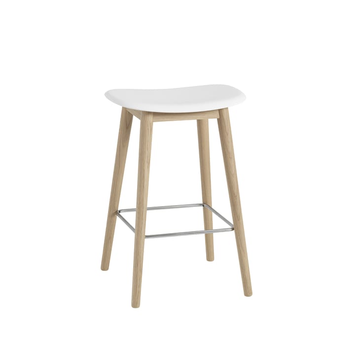 Fiber counter stool 65 cm - White, oak legs - Muuto