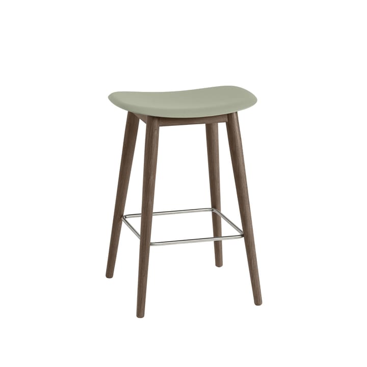 Fiber counter stool 75 cm - Dusty green, dark brown stained legs - Muuto
