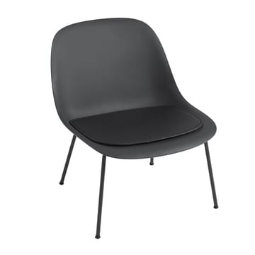 Fiber lounge chair cushion - black leather - Muuto