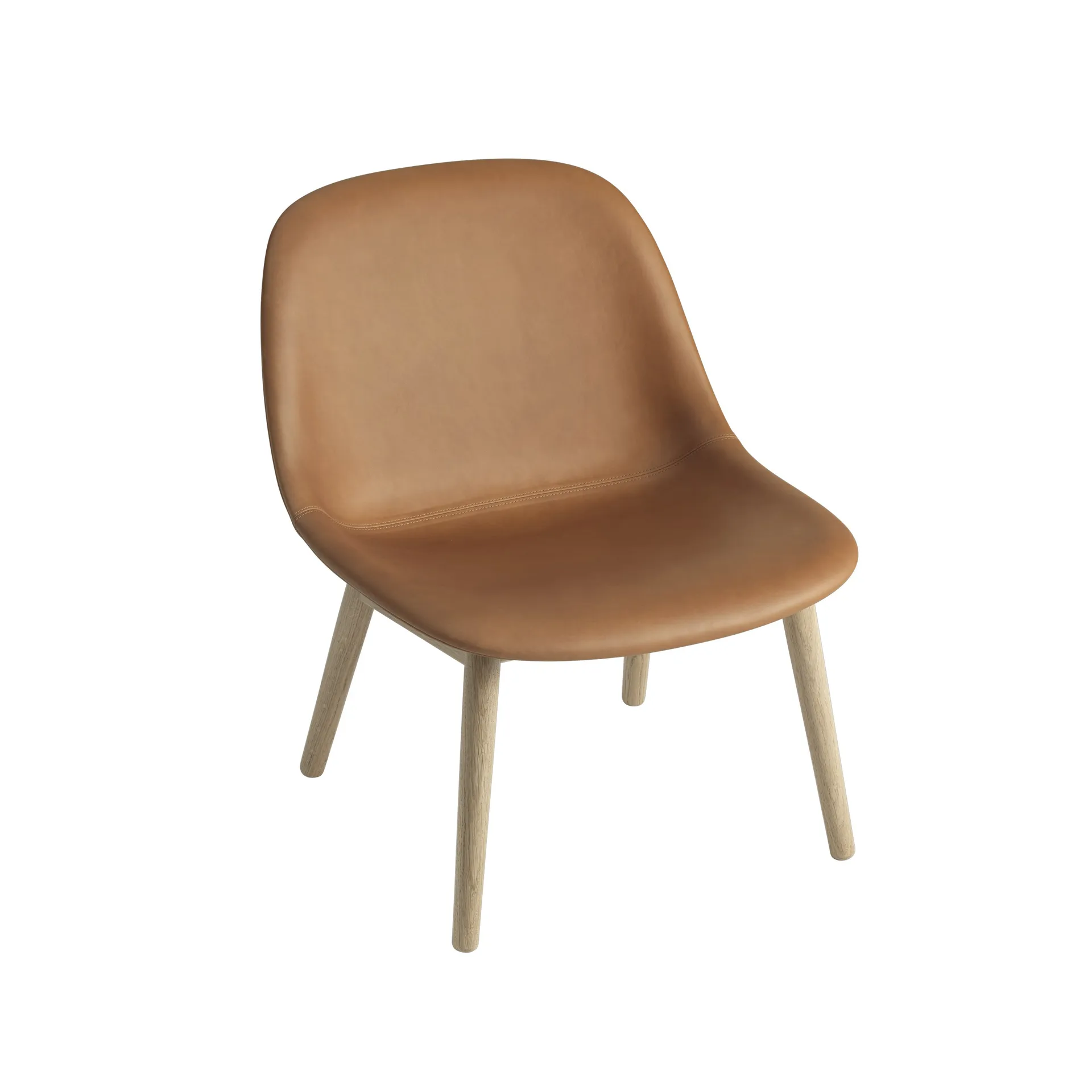 Fiber Lounge chair with oak legs, Refine leather cognac Muuto