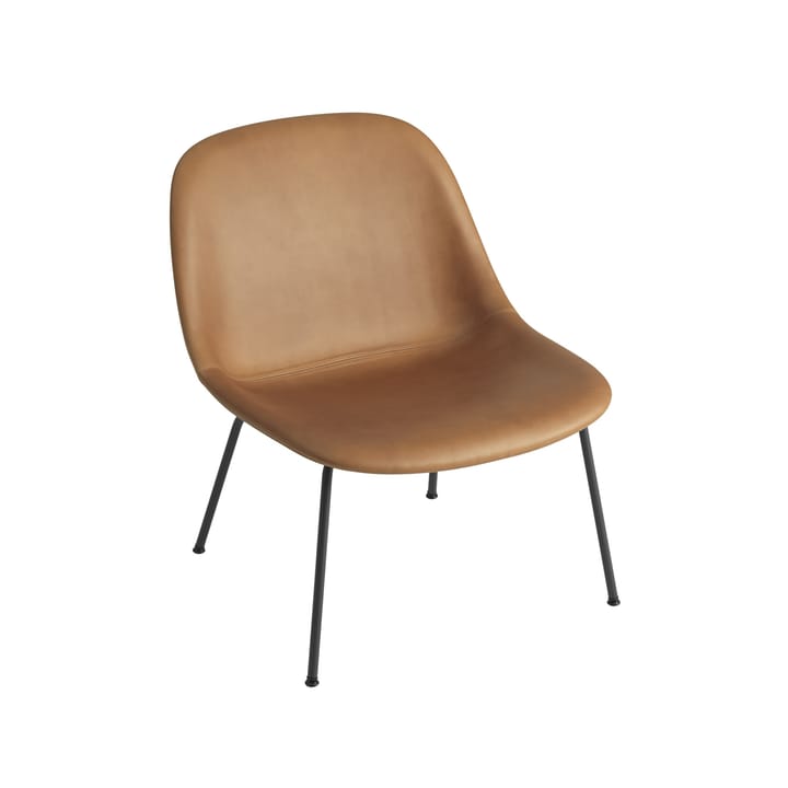 Fiber Lounge chair with steel legs - Refine leather cognac-Black - Muuto