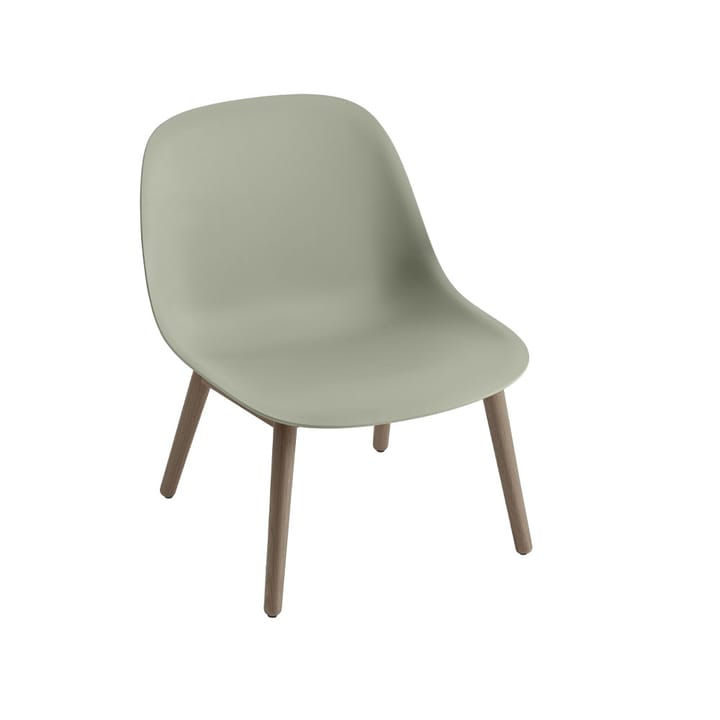 Fiber lounge chair wood base - Dusty green, dark brown stained legs - Muuto