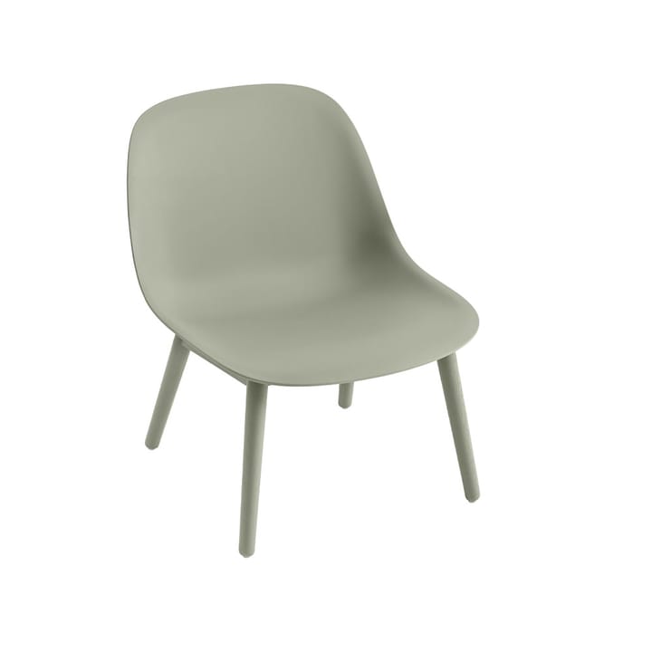 Fiber lounge chair wood base - Dusty green, dusty green legs - Muuto