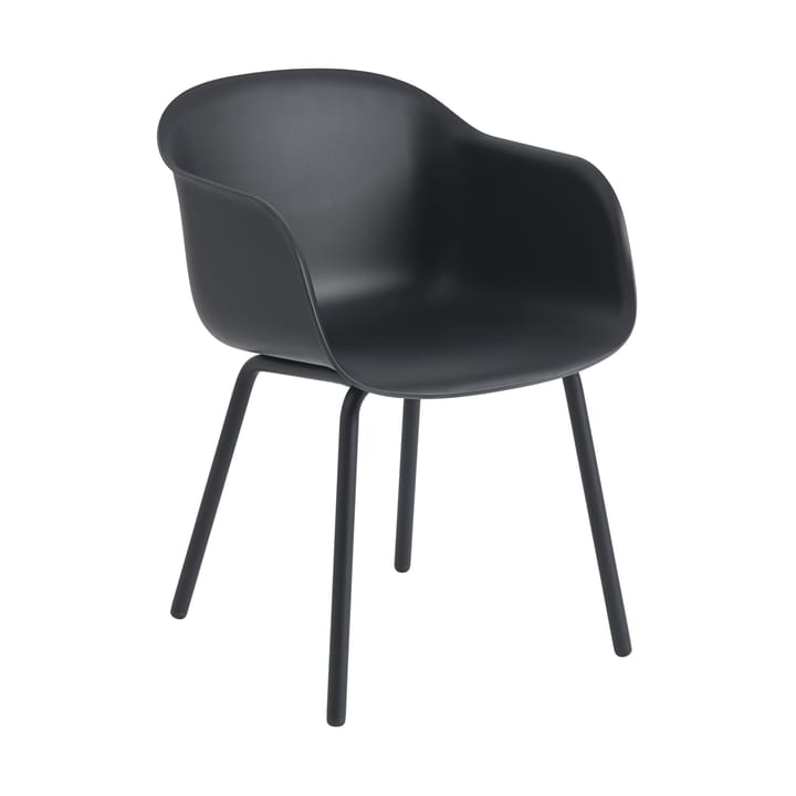 Fiber Outdoor armchair with steel legs - Anthracite black (plastic) - Muuto