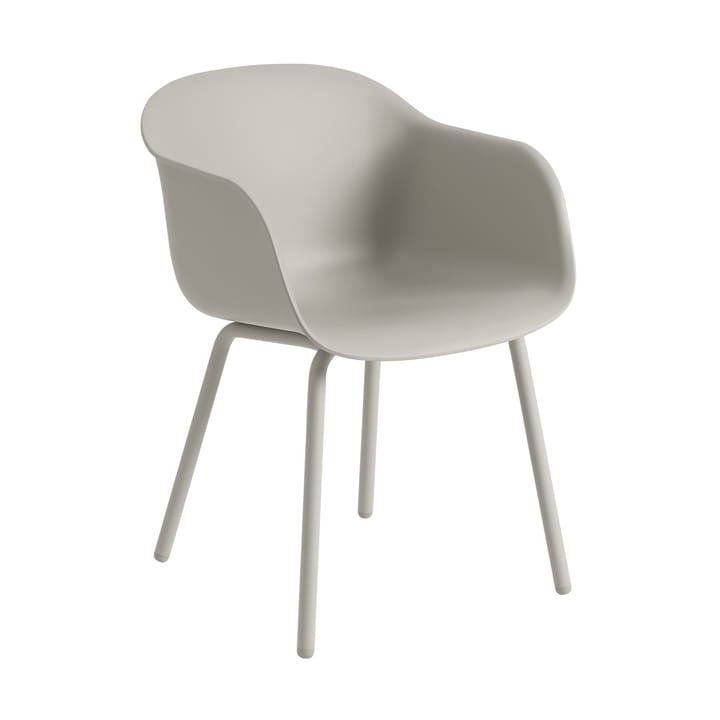 Fiber Outdoor armchair with steel legs - Grey (plastic) - Muuto