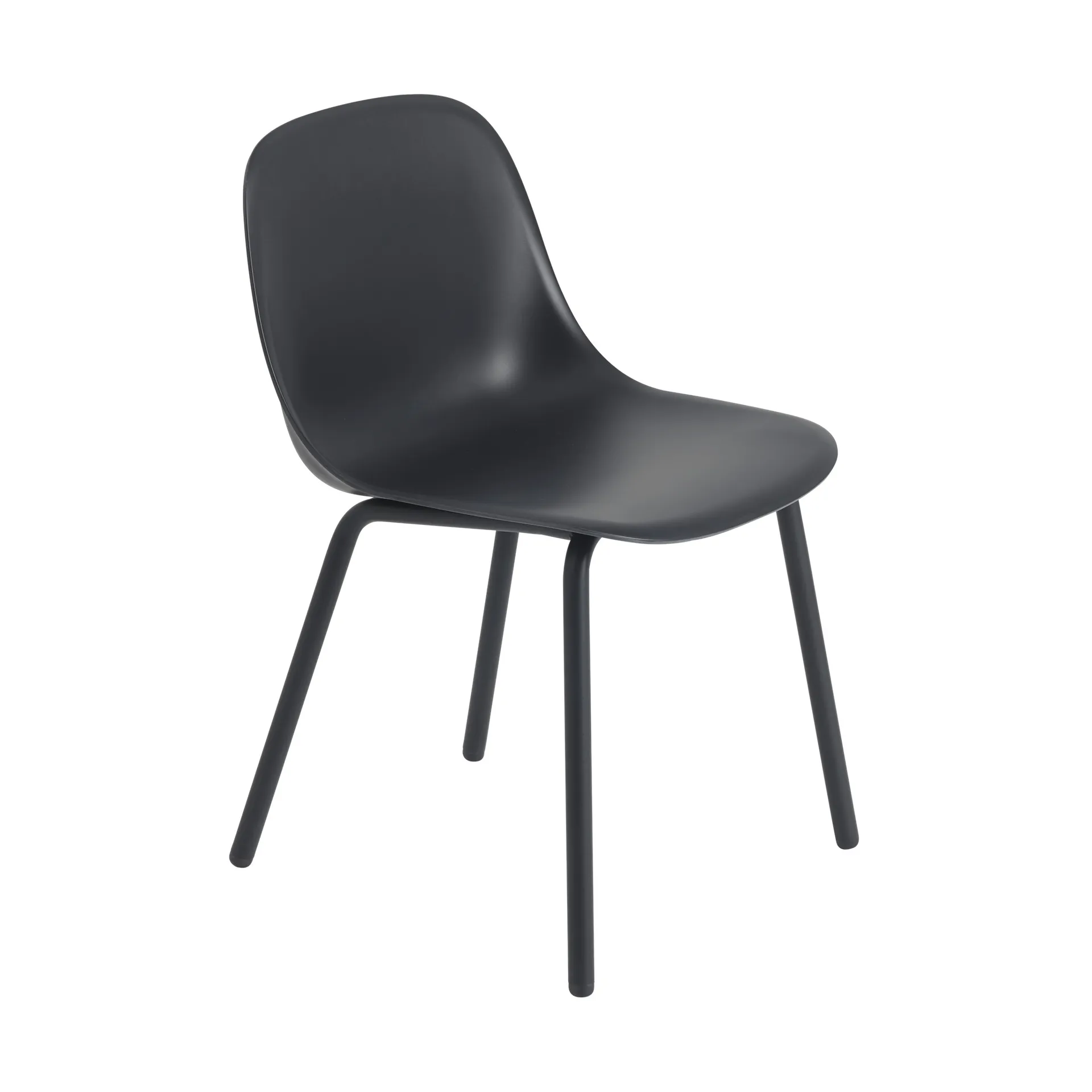 Fiber Outdoor side chair with steel legs, Anthracite black Muuto