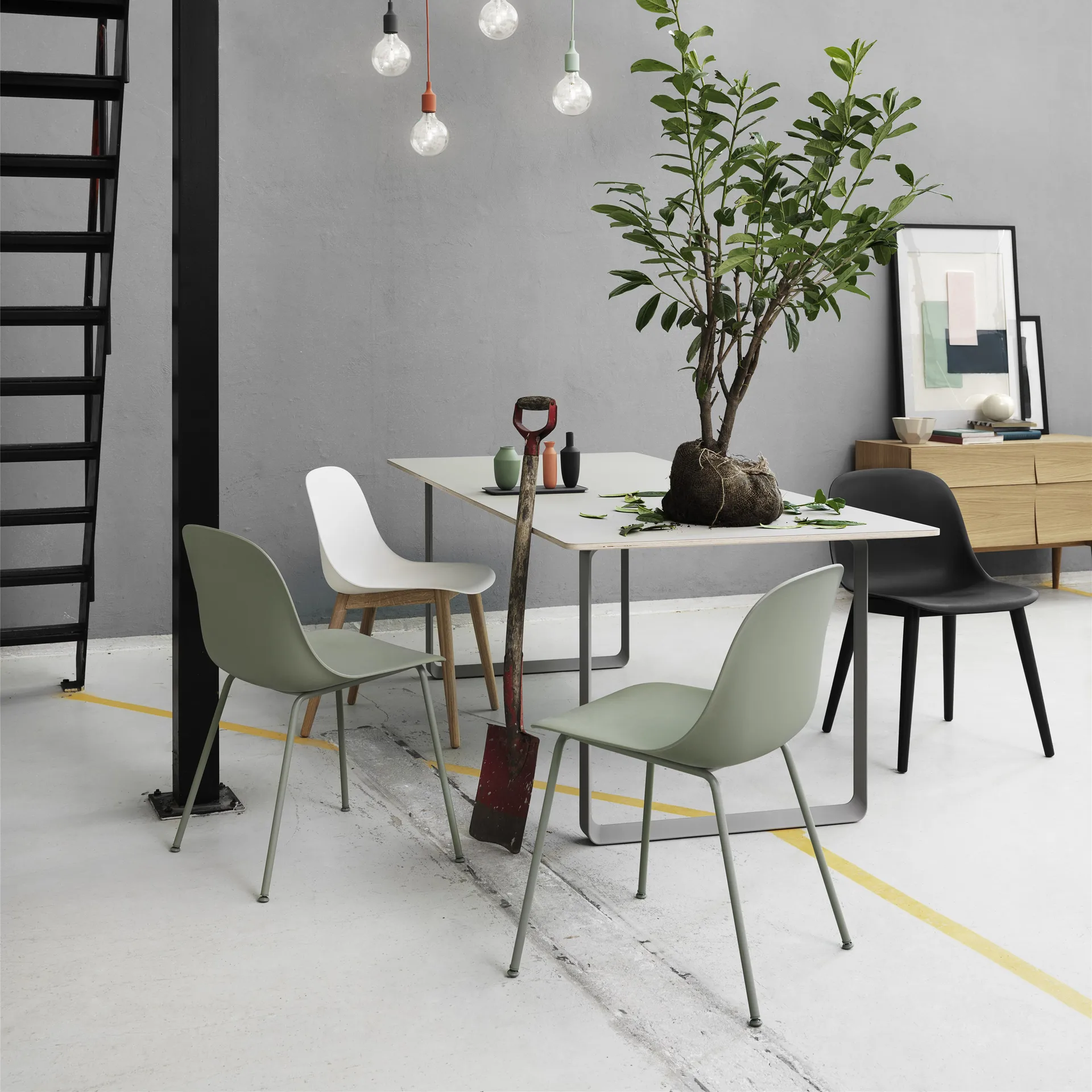 Fiber Side Chair, Dusty green (plastic) Muuto