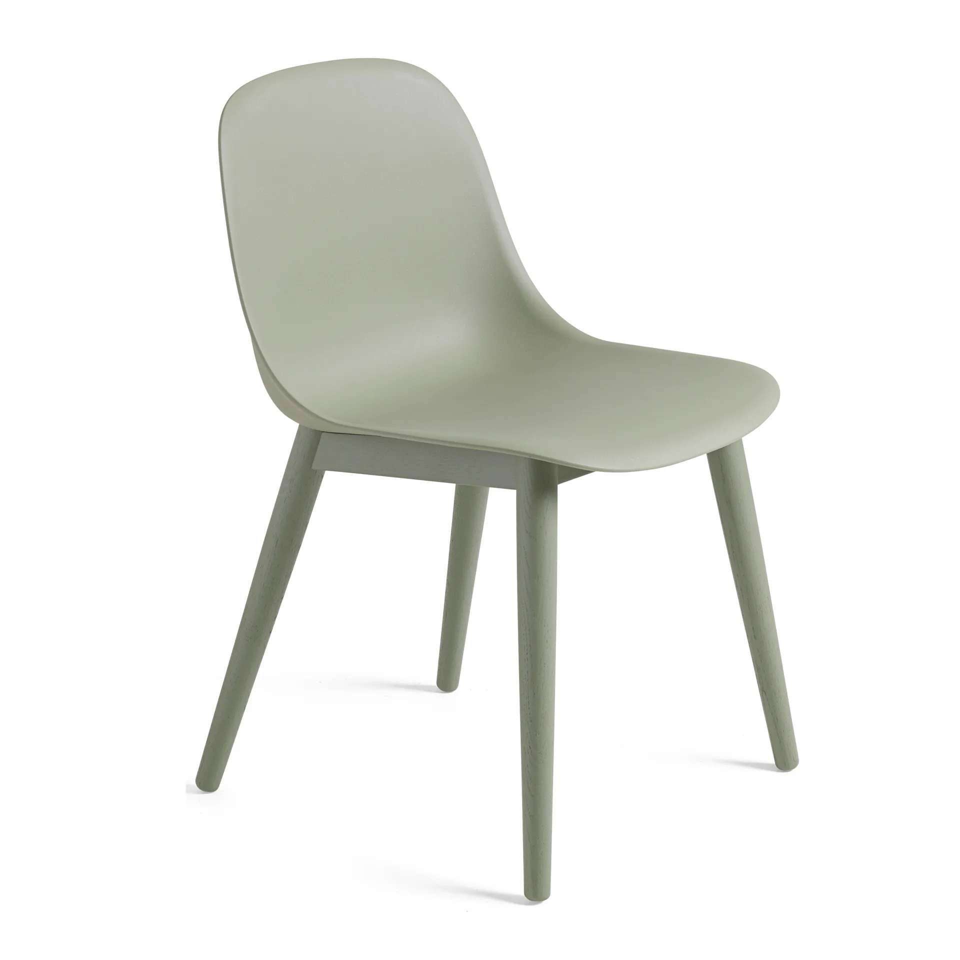 Fiber Side Chair with wooden legs, dusty green Muuto