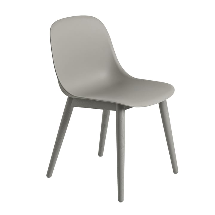 Fiber Side Chair with wooden legs - Grey (plastic) - Muuto