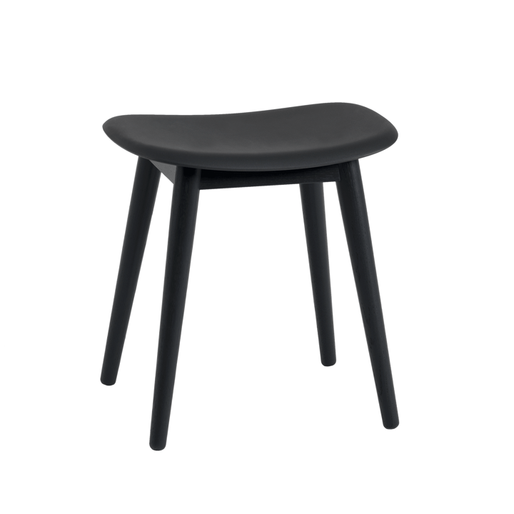 Fiber stool - Black, wooden legs - Muuto
