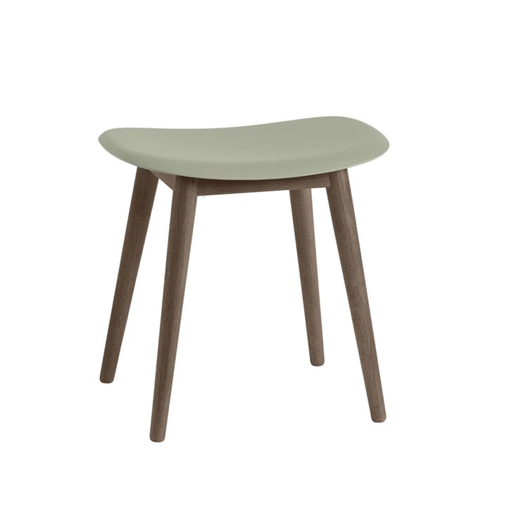 Fiber stool - Dusty green, dark brown stained legs wooden legs - Muuto