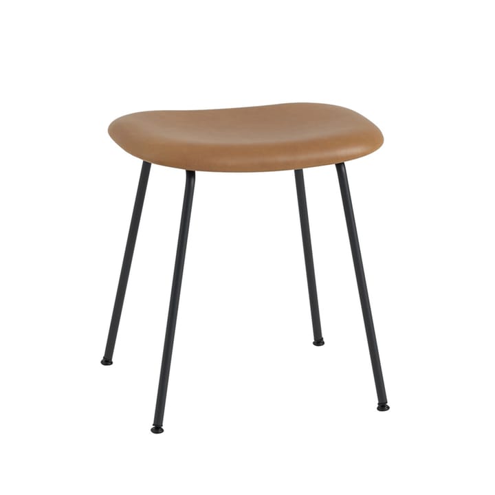 Fiber stool - Leather cognac, black steel stand - Muuto