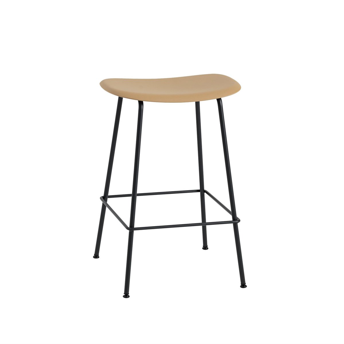 Muuto Fiber Tube bar chair 65 cm Ochre-black | Scandinavian Design | Bar stools | Yellow